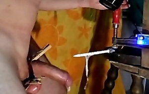 fuck turn machine in cock with big notched rod
